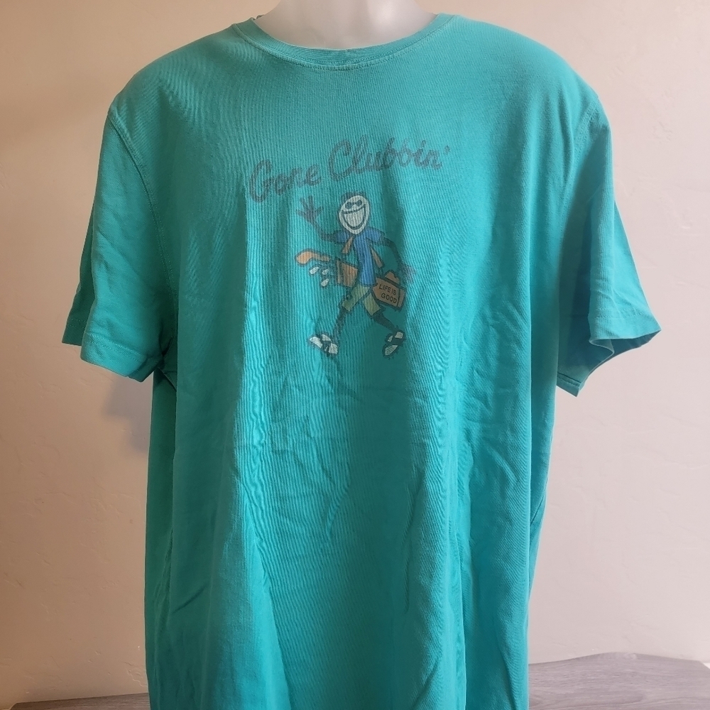 Life Is Good Aqua Shirt Gone Clubbing Crusher Tee Size L‎ Golfing Short Sleeve